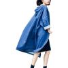 imagechouyatou Womens Casual Hooded Denim Jacket Open Front Loose Fit Boyfriend Jean Long Trench Coat with HoodBlue