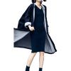 imagechouyatou Womens Casual Hooded Denim Jacket Open Front Loose Fit Boyfriend Jean Long Trench Coat with HoodBlack