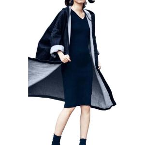 imagechouyatou Womens Casual Hooded Denim Jacket Open Front Loose Fit Boyfriend Jean Long Trench Coat with HoodBlack