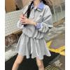 imagechouyatou Womens 2 Piece Outfits Long Sleeve Polo Sweatshirt Top Elastic Waist Mini Skirt Going Out Matching SetGray