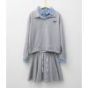 imagechouyatou Womens 2 Piece Outfits Long Sleeve Polo Sweatshirt Top Elastic Waist Mini Skirt Going Out Matching SetGray