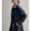 imagechouyatou Womens 2 Piece Outfits Long Sleeve Polo Sweatshirt Top Elastic Waist Mini Skirt Going Out Matching SetNavy