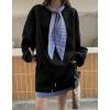 imagechouyatou Womens Y2k Active 2 Piece Outfits Tie Neck Sweatshirt Mini Skirt Set Matching Sweat SuitBlack