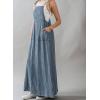imagechouyatou Womens 2025 Summer Spaghetti Strap Maxi Long Denim Dress Swing Flowy Jean Jumper Overall DressBlue