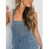 imagechouyatou Womens 2025 Summer Spaghetti Strap Maxi Long Denim Dress Swing Flowy Jean Jumper Overall DressBlue