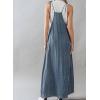 imagechouyatou Womens 2025 Summer Spaghetti Strap Maxi Long Denim Dress Swing Flowy Jean Jumper Overall DressBlue