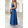 imagechouyatou Womens Adjustable Spaghetti Strap Maxi Long Denim Dress ALine Swing Distressed Jean Sun DressDark Blue