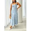 imagechouyatou Womens Adjustable Spaghetti Strap Maxi Long Denim Dress ALine Swing Distressed Jean Sun DressLight Blue