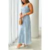 imagechouyatou Womens Adjustable Spaghetti Strap Maxi Long Denim Dress ALine Swing Distressed Jean Sun DressLight Blue