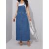imagechouyatou Womens Adjustable Strap Denim Bib Overall Dress ALine Pinafore Maxi Long Jean DressBlue