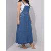 imagechouyatou Womens Adjustable Strap Denim Bib Overall Dress ALine Pinafore Maxi Long Jean DressBlue