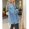 imagechouyatou Womens Casual Pullover Denim Jacket Vintage Distressed Jean Hoodie Jacket TopsBlue