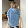 imagechouyatou Womens Casual Pullover Denim Jacket Vintage Distressed Jean Hoodie Jacket TopsBlue