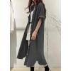 imagechouyatou Womens Summer Casual Short Sleeve Long Denim Shirt Dress Casual Loose Button Down Jean DressBlack