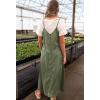imagechouyatou Womens Summer Spaghetti Strap Denim Dress ALine Overall Dress Flowy Swing Maxi Long Jean DressArmy Green
