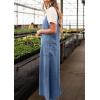 imagechouyatou Womens Summer Spaghetti Strap Denim Dress ALine Overall Dress Flowy Swing Maxi Long Jean DressDark Blue
