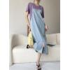 imagechouyatou Womens Summer Spaghetti Strap Denim Dress ALine Split Front Midi Long Jean Beach SundressLight Blue