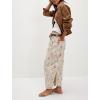 imagechouyatou Womens Y2k Baggy Wide Leg Denim Pants Boho Floral Printed Boyfriend Barrel Jeans with PocketsCat