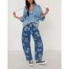 imagechouyatou Womens Y2k Baggy Wide Leg Denim Pants Boho Floral Printed Boyfriend Barrel Jeans with PocketsFlower