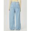 imagechouyatou Womens Y2k Baggy Wide Leg Denim Pants Hollow Out Flower Boyfriend Mid Rise Barrel Jeans with PocketsBlue