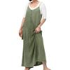 imagechouyatou Womens Summer Spaghetti Strap Denim Dress ALine Overall Dress Flowy Swing Maxi Long Jean DressArmy Green