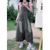 imagechouyatou Womens Adjustable Strap Distressed Denim Bib Overall Dress Casual Loose ALine Midi Long Jean DressGrey
