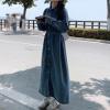 imagechouyatou Womens Casual Denim Shift Dress Long Sleeve Button Down Midi Long Jean Shirt Dress with BeltBlue