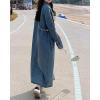 imagechouyatou Womens Casual Denim Shift Dress Long Sleeve Button Down Midi Long Jean Shirt Dress with BeltBlue