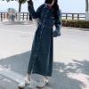 imagechouyatou Womens Casual Denim Shift Dress Long Sleeve Button Down Midi Long Jean Shirt Dress with BeltBlue