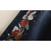 imagechouyatou Womens Y2k Baggy Wide Leg Cropped Jeans Flower Embroidered Elastic Waist Capri Denim Pants CulottesDark Blue