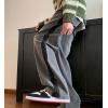 imagechouyatou Mens Color Block Wide Leg Baggy Jeans High Waist Loose Fit Barrel Denim Pants with PocketsGray