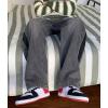 imagechouyatou Mens Color Block Wide Leg Baggy Jeans High Waist Loose Fit Barrel Denim Pants with PocketsGray