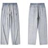 imagechouyatou Mens Vintage Washed Wide Leg Baggy Jeans Drawstring Elastic Waist Barrel Denim Pants with PocketsLight Blue