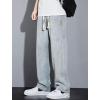 imagechouyatou Mens Vintage Washed Wide Leg Baggy Jeans Drawstring Elastic Waist Barrel Denim Pants with PocketsLight Blue