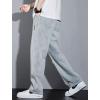 imagechouyatou Mens Vintage Washed Wide Leg Baggy Jeans Drawstring Elastic Waist Barrel Denim Pants with PocketsLight Blue