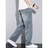 imagechouyatou Mens Vintage Washed Wide Leg Baggy Jeans Drawstring Elastic Waist Barrel Denim Pants with PocketsVintage Blue