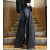 imagechouyatou Mens Y2k Ripped Wide Leg Jeans High Waist Baggy Street Denim Pants with PocketsBlack