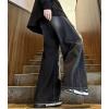 imagechouyatou Mens Y2k Ripped Wide Leg Jeans High Waist Baggy Street Denim Pants with PocketsBlack