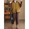 imagechouyatou Women Winter Warm Down Cotton Pants Padded Quilted Harem Pants Relaxed Wide Leg TrousersBrown
