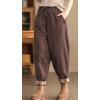 imagechouyatou Women Winter Warm Down Cotton Pants Padded Quilted Harem Pants Relaxed Wide Leg TrousersBrown