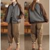 imagechouyatou Women Winter Warm Down Cotton Pants Padded Quilted Harem Pants Relaxed Wide Leg TrousersLight Brown