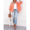 imagechouyatou Womens Boyfriend Ripped Holes Frayed Raw Hem Distressed Denim JacketOrange