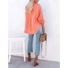 imagechouyatou Womens Boyfriend Ripped Holes Frayed Raw Hem Distressed Denim JacketOrange