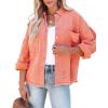 imagechouyatou Womens Boyfriend Ripped Holes Frayed Raw Hem Distressed Denim JacketOrange