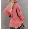 imagechouyatou Womens Boyfriend Ripped Holes Frayed Raw Hem Distressed Denim JacketWatermelon Red