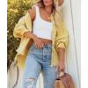 imagechouyatou Womens Boyfriend Ripped Holes Frayed Raw Hem Distressed Denim JacketYellow