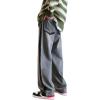 imagechouyatou Mens Color Block Wide Leg Baggy Jeans High Waist Loose Fit Barrel Denim Pants with PocketsGray