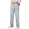 imagechouyatou Mens Vintage Washed Wide Leg Baggy Jeans Drawstring Elastic Waist Barrel Denim Pants with PocketsLight Blue