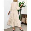 imagechouyatou Womens Casual Button Up Polo Collar Shirt Dress 34 Sleeve Ruffle Tiered Maxi Long DressApricot