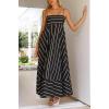 imagechouyatou Womens Summer Striped Spaghetti Strap Maxi Dress Boho Flowy Swing Back Smocked Beach SundressBlack